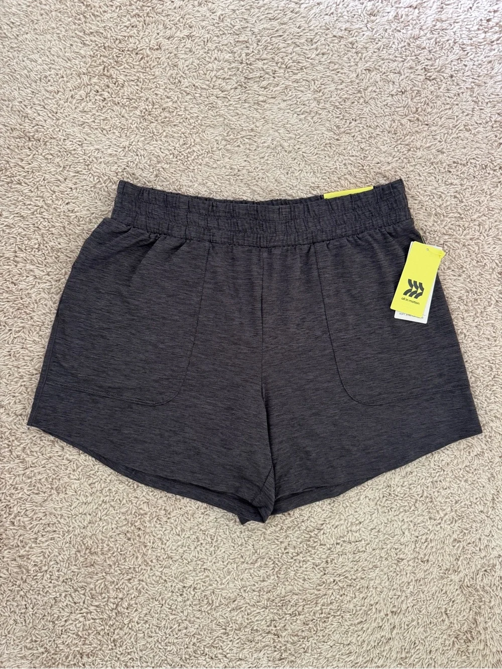 All In Motion Mid-Rise Woven Active Shorts 5” (in heather charcoal)